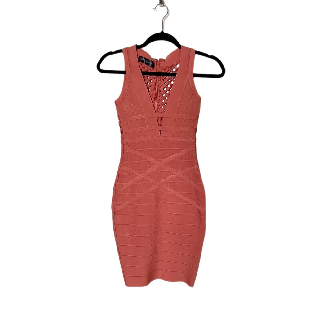 House of CB CoralV Neck Bandage Midi Dress Size